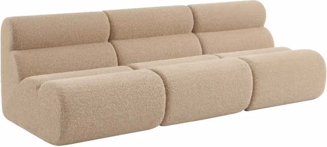 Divano modulare Sweeek a 3 posti in tessuto bouclé beige per il tuo soggiorno