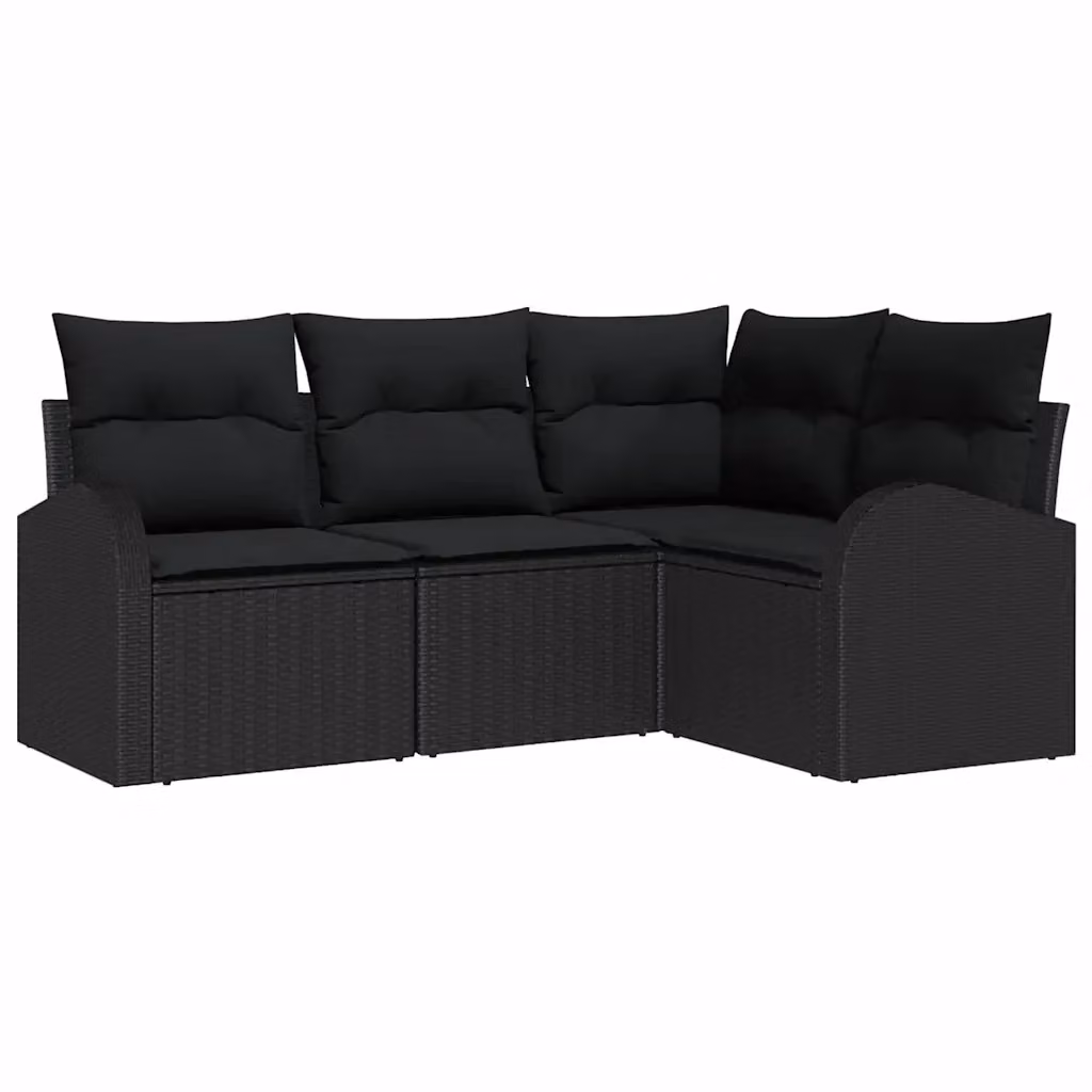 Set Divano da Giardino a L vidaXL con Cuscini Nero in Polyrattan e Metallo – 2
