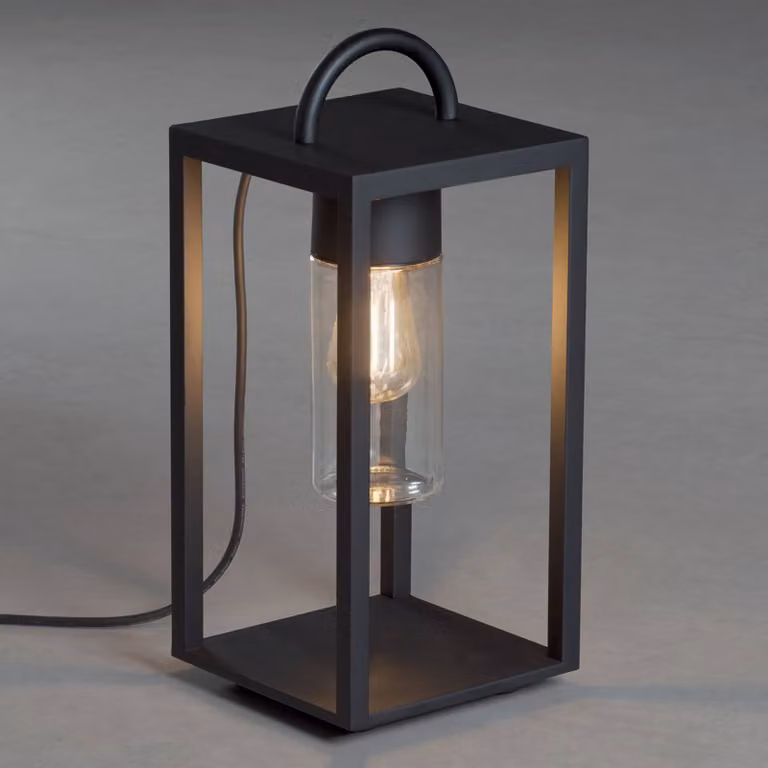 Konstsmide Lampada per terrazza Bologna a forma di lanterna, E27, Nero, Metallo, Moderno