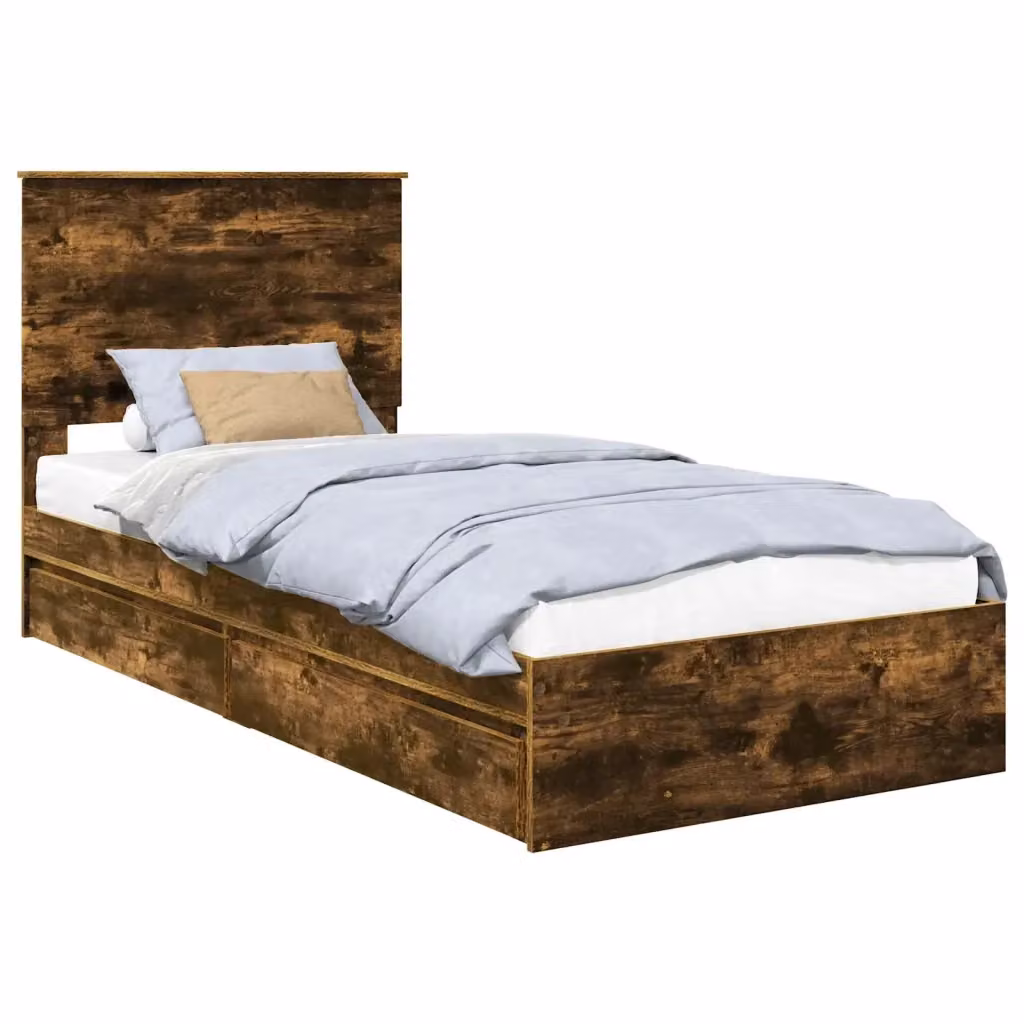 Letto con contenitore vidaXL in legno rovere fumé marrone L/P/H: 190 x 90 cm – 2