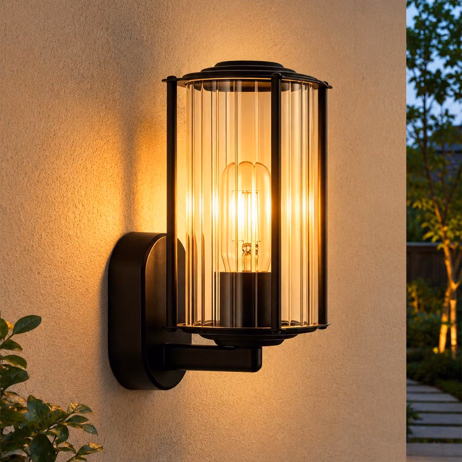 Lampada da parete esterna, attacco E27, grado di protezione IP65, colore nero, alluminio, 40W, 24 cm