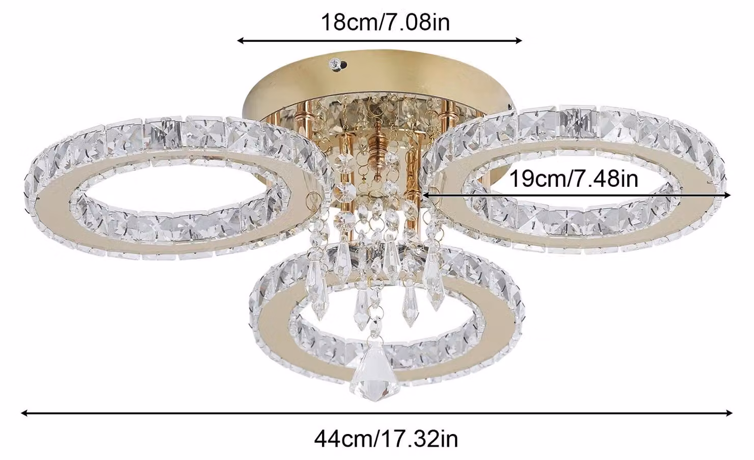Lampada a soffitto a LED, modello HQ-3200J: 8 sorgenti luminose, colore della luce regolabile, non dimmerabile, montaggio a soffitto, ideale per ambienti da 10 a 15 m², finitura oro