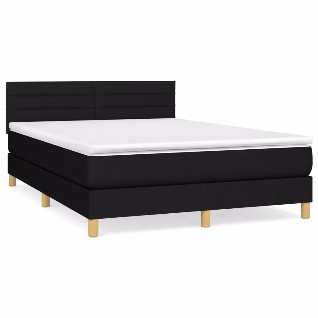 Letto Ibrido con Giroletto a Molle e Materasso vidaXL in Tessuto Nero e Bianco L/P: 140 x 190 cm – 2