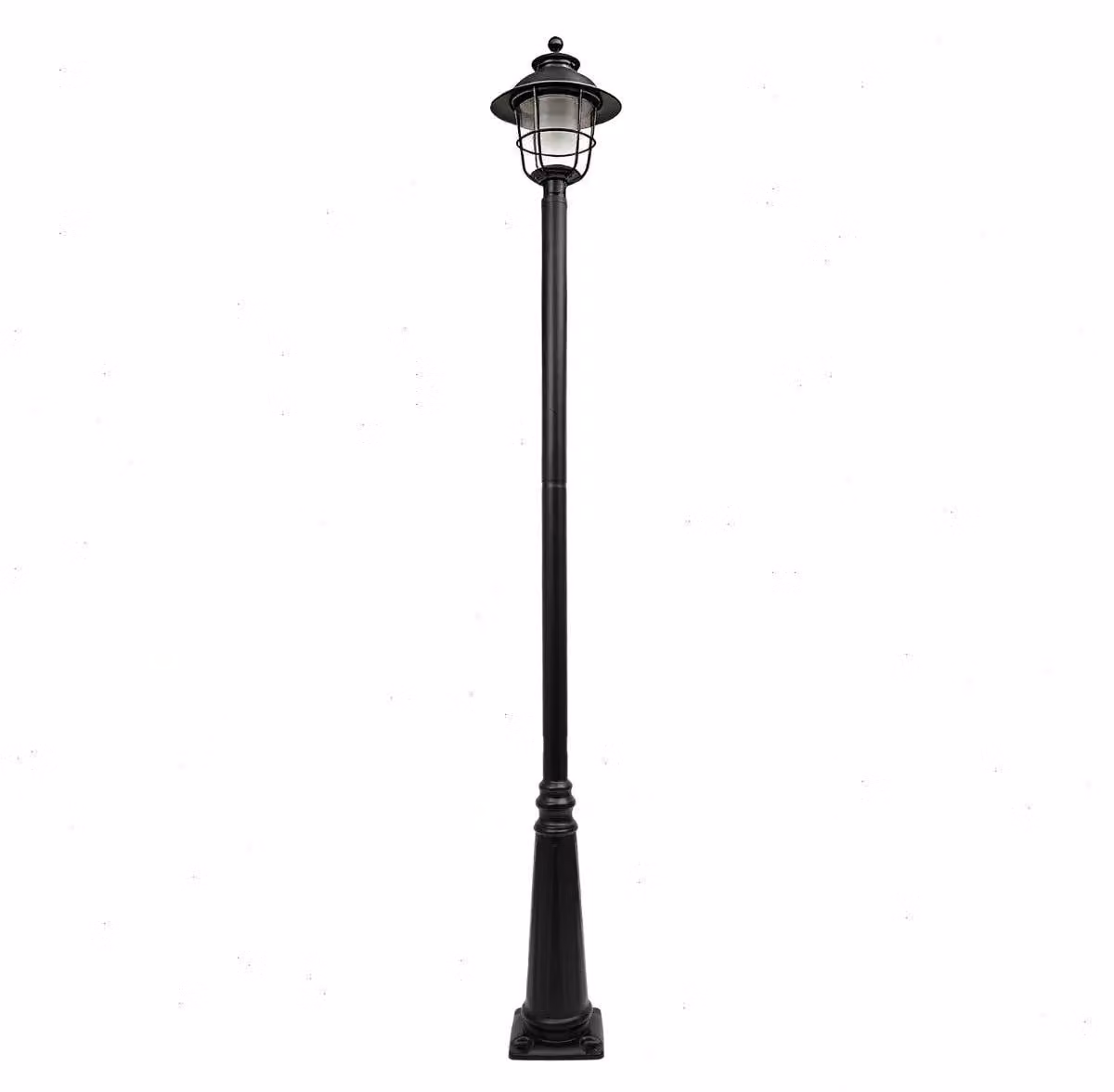 Palo per lampioni da giardino - Palo per illuminazione stradale, 2,4 metri - Stile europeo - Base con sistema di ancoraggio - Realizzato in ferro Q195 - Adatto per lampioni/telecamere - Colore nero