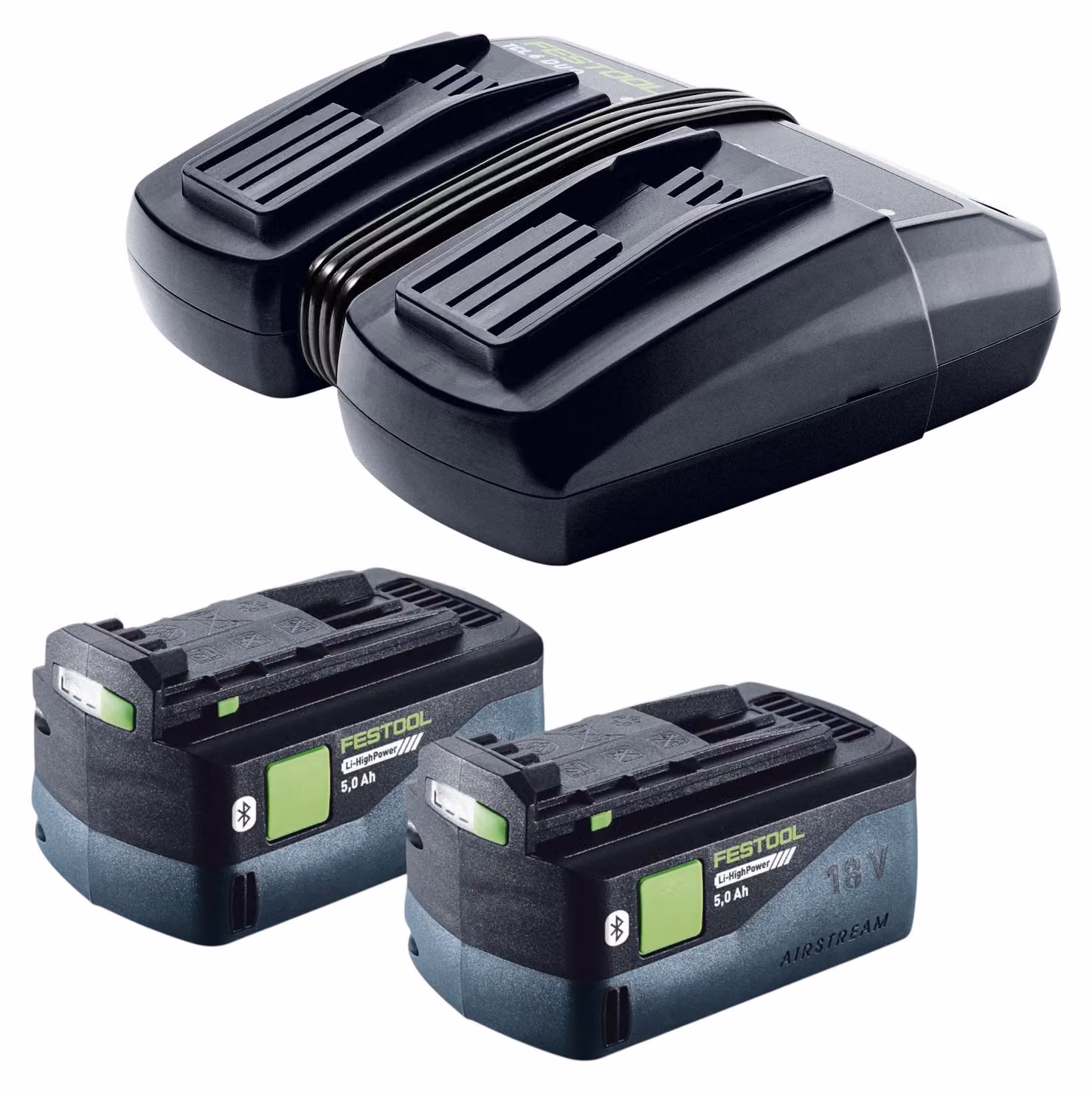 Set energia Festool 2x BP 18 Li 5,0 HP-ASI HighPower Batteria ricaricabile 18 V 5,0 Ah ( 2x 578519 ) + TCL 6 DUO Caricabatterie doppio ( 577017 )