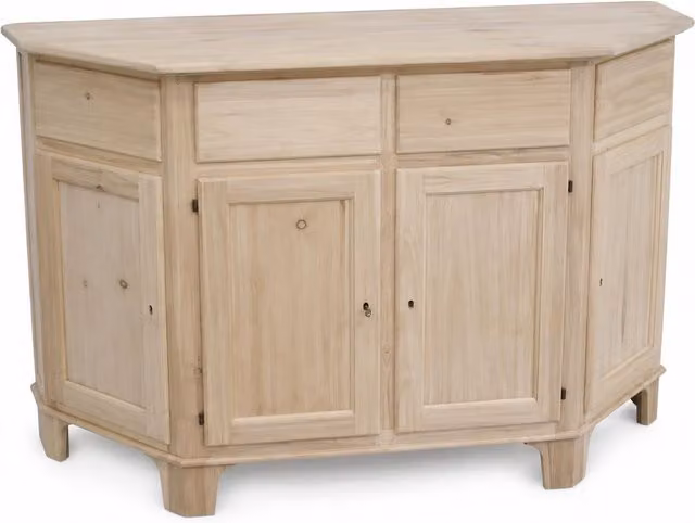Madia credenza in legno grezzo scantonata con 4 porte Mobili 2G L/P/H: 158 x 48 x 102 cm – 1