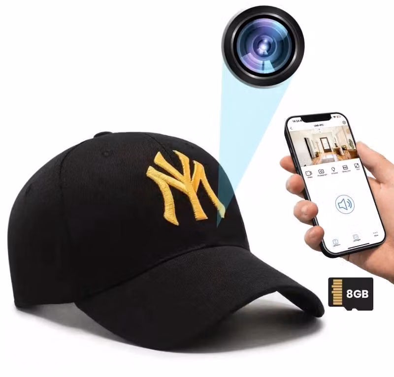 Mini Fotocamera iUni H15, Wi-Fi, 8GB, Full HD, Visualizzazione in diretta sul telefono, Nero-Oro