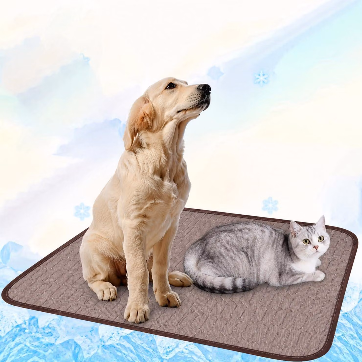 Tappetino refrigerante per cani, autorigenerante, 55x70 cm, color marrone