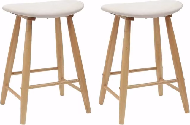Set di 2 sedie da pranzo e cucina in stile mid-century in legno di gomma con seduta in tessuto, L/P/H: 46 x 37 x 63 cm