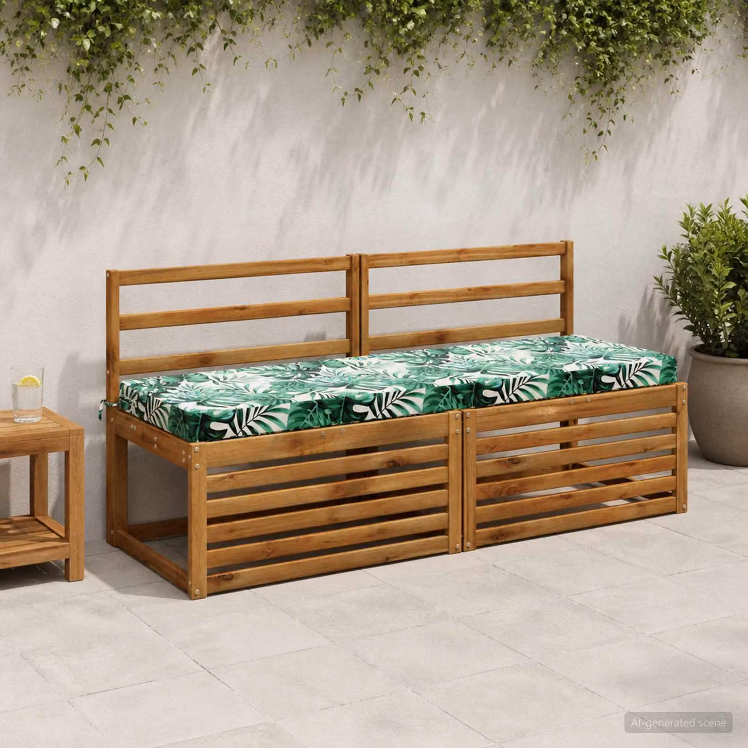 Set di 2 cuscini per panchina vidaXL SOEST in poliestere verde con imbottitura in schiuma e coperture rimovibili lavabili