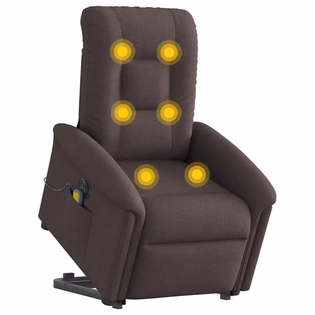 Poltrona Alzapersona Elettrica con Massaggio vidaXL in Tessuto Marrone per Senior con Braccioli L/P/H: 77 x 91,5 x 96 cm – 1