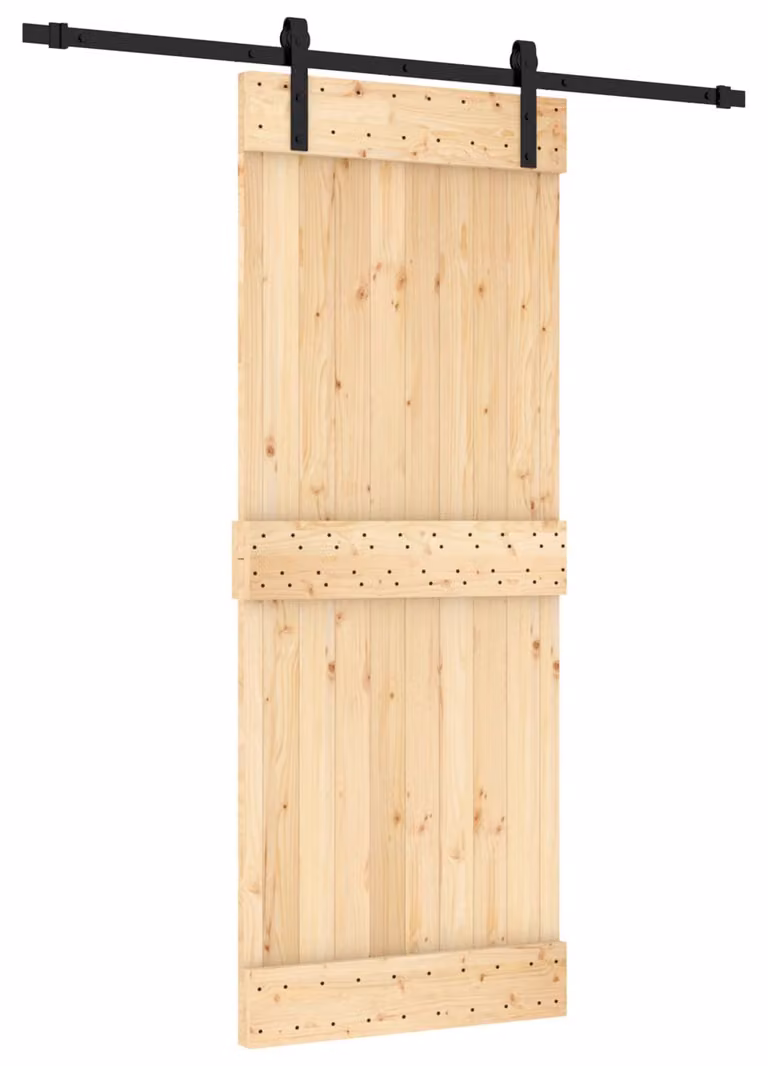 Porta scorrevole Naturale e Nero 80 x 210 cm