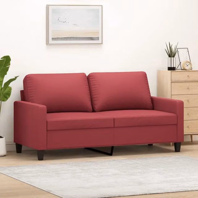 Divano a 2 Posti-Sofa 2 Posti Rosso Vino 140 cm in Similpelle 392796