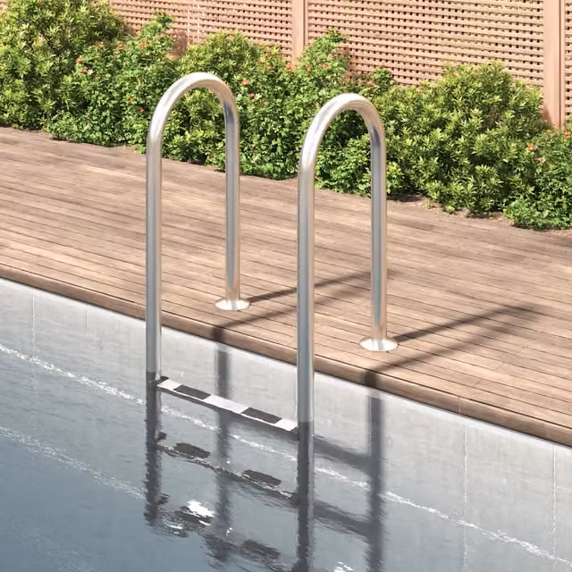 Scala per piscina vidaXL in acciaio inox color argento, H 158 x L 54 x P 38 cm