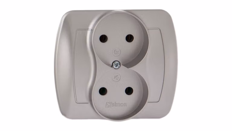Simon Accord Presa doppia b/u 16A IP20 alluminio metallizzato AG2/26
