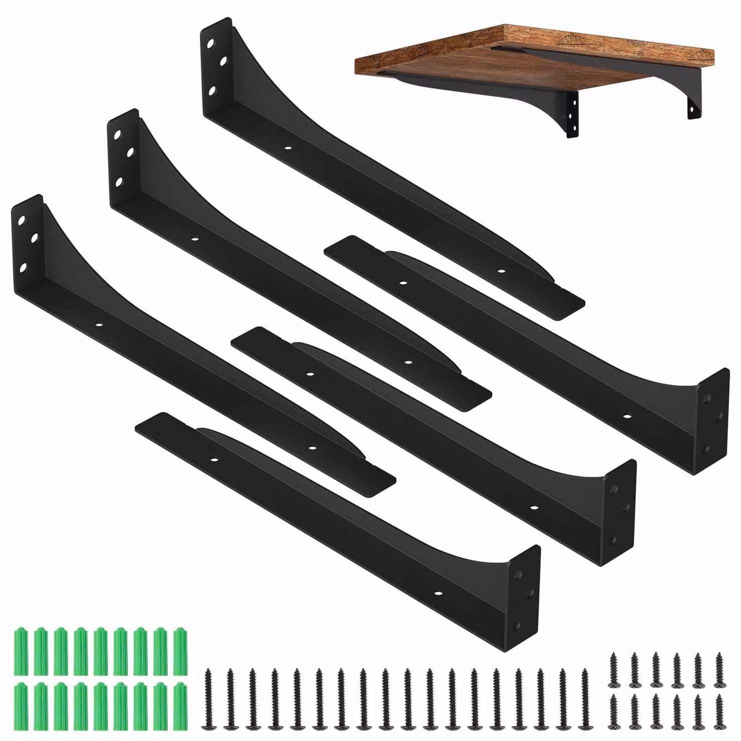 Solidchoice - Set di 3 supporti angolari, colore nero, 20 cm