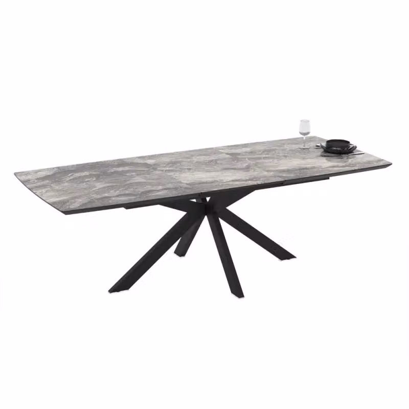 Tavolo allungabile Verano EFFEZETA con piano effetto marmo arabesque nero e gambe nere L: 180 cm, P: 80 cm, H: 76 cm – 2