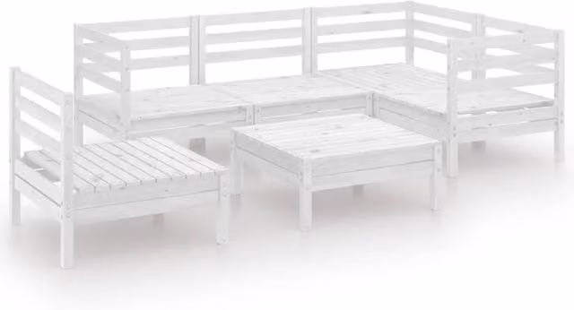 Set di mobili da giardino Outsunny in legno di pino massiccio bianco composto da 6 pezzi con cuscini inclusi