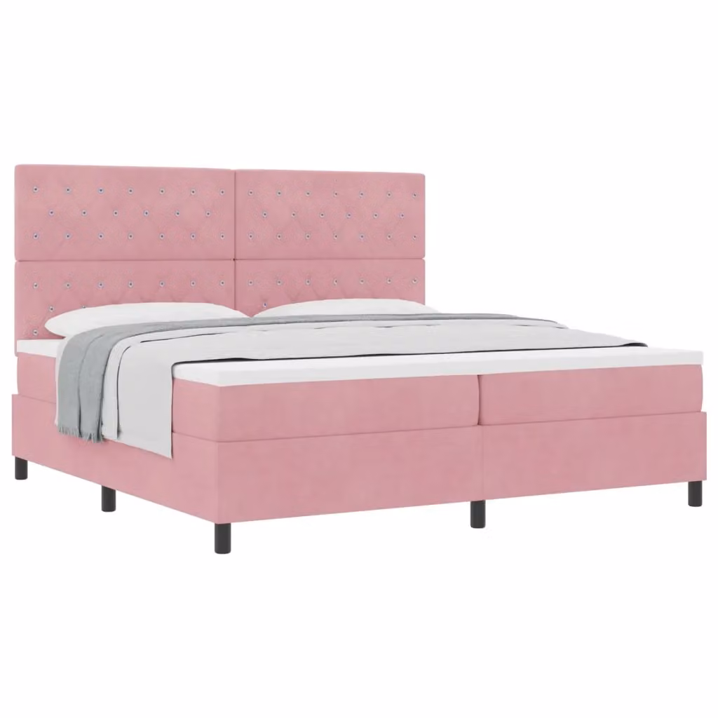 Letto a molle con testiera vidaXL in velluto rosa L: 200 cm, P: 200 cm, H: 280 cm – 2