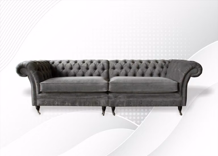 Xxl Sofa 4 Sitzer Couch Chesterfield Polster Sitz Garnitur Leder Textil Graue