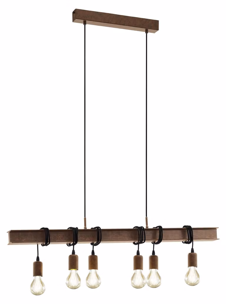 Lampadario Industrial Townshend 4 6 Luci Acciaio Marrone Invecchiato
