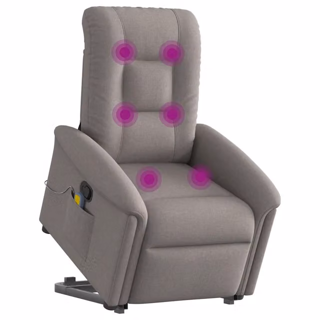 Poltrona Alzapersona Reclinabile con Assistenza Elettrica vidaXL in Tessuto Beige e Grigio – 1