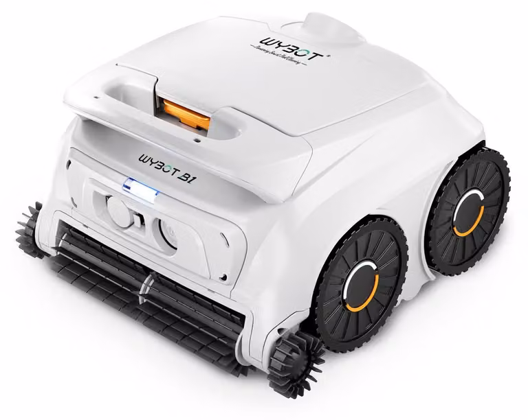 Robot aspirapolvere per piscine, ideale per piccole piscine, colore bianco e arancione