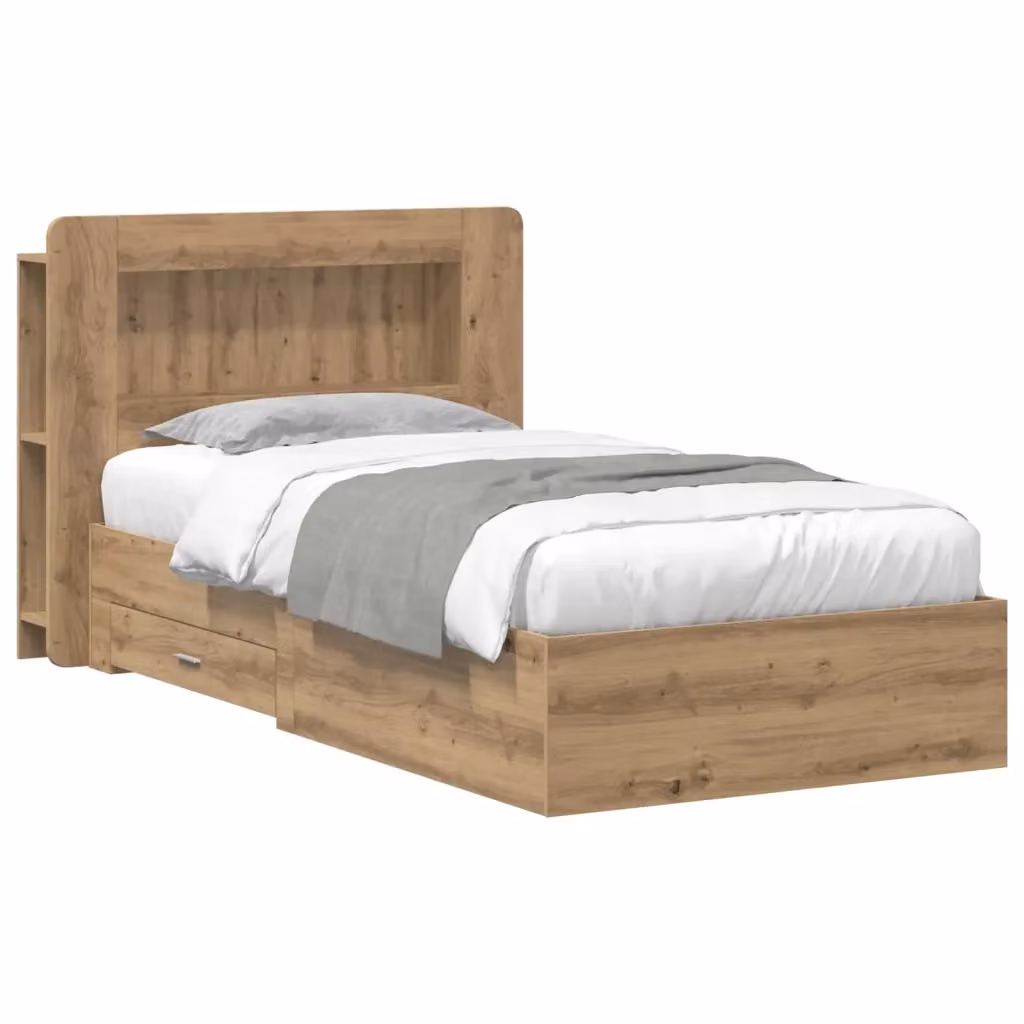 Letto moderno con contenitore vidaXL in legno Rovere, L 90 x P 200 cm – 2