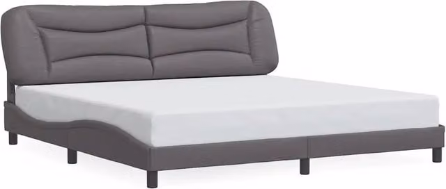 Letto matrimoniale | Letto per adulti | Giroletto senza Materasso Hvar Grigio 200x200 cm in Similpelle