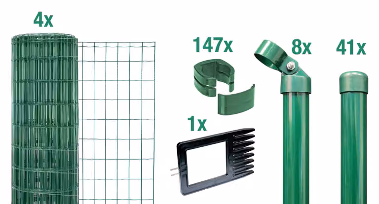 Alberts 668983 Fix-Clip Pro come set completo di recinzione, per il fissaggio nel calcestruzzo, verde, altezza 122 cm, lunghezza 100 m