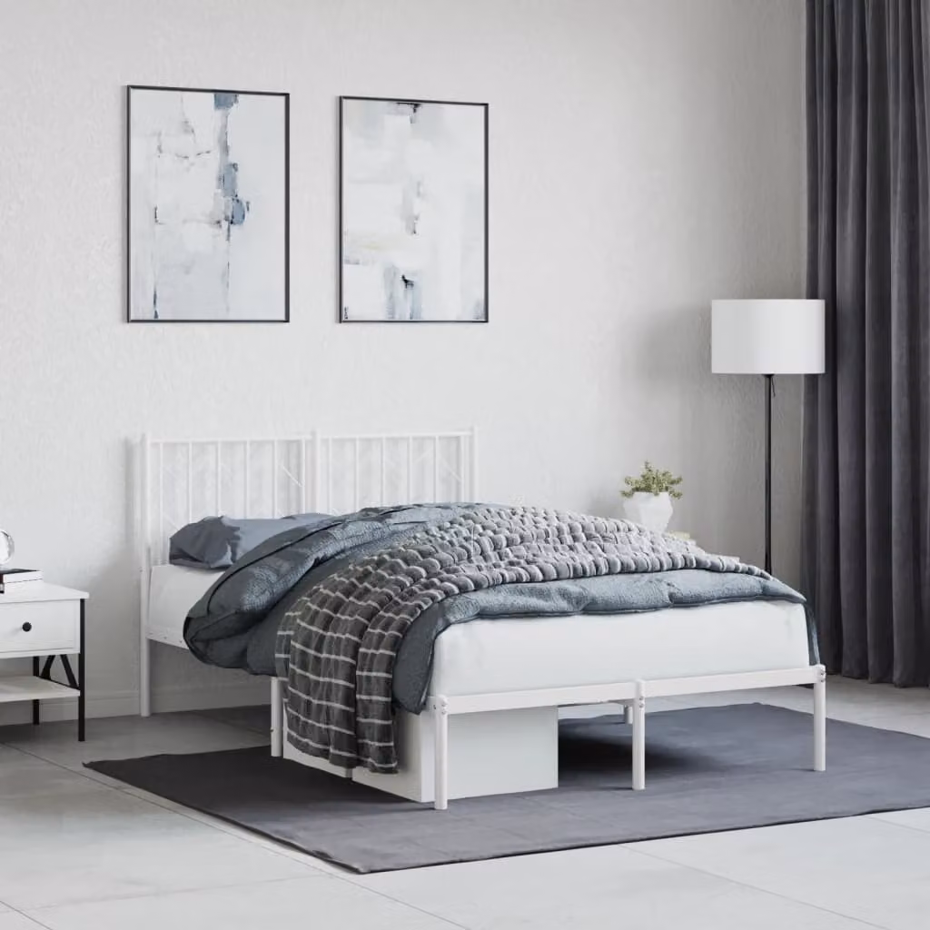 vidaXL Giroletto con Testiera in Metallo Bianco L: 120 cm, P: 200 cm