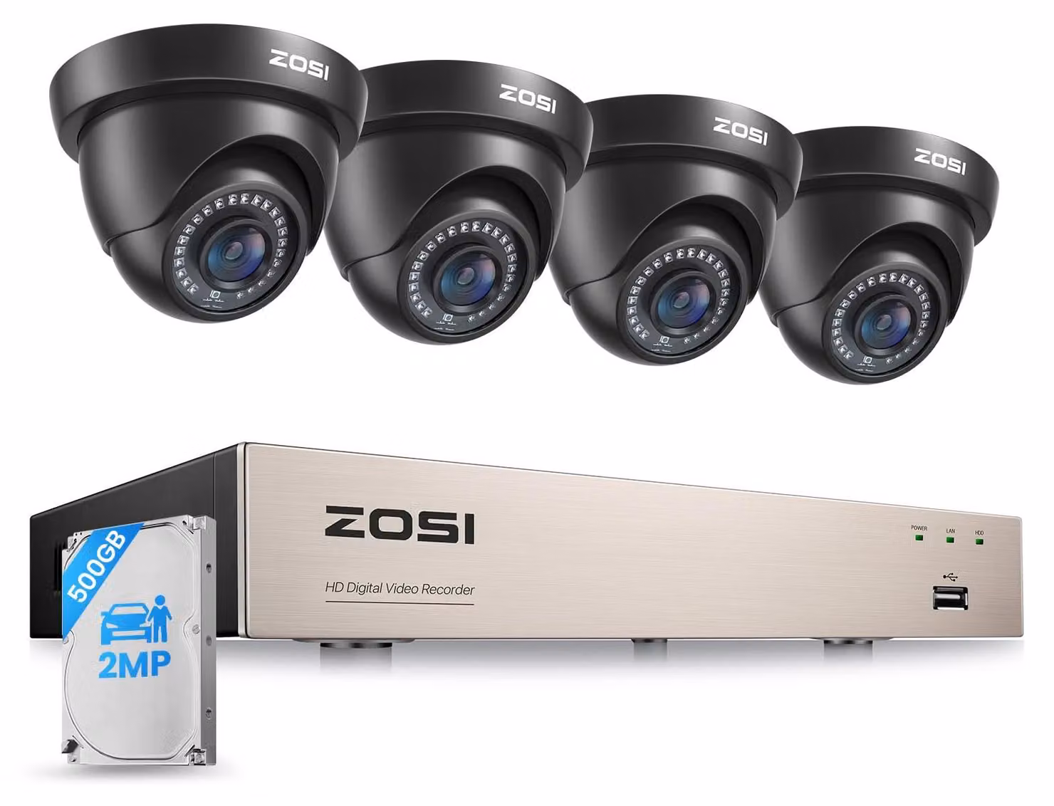 Kit di videosorveglianza a 8 canali, con DVR da 500 GB e telecamere a cupola da 1080p