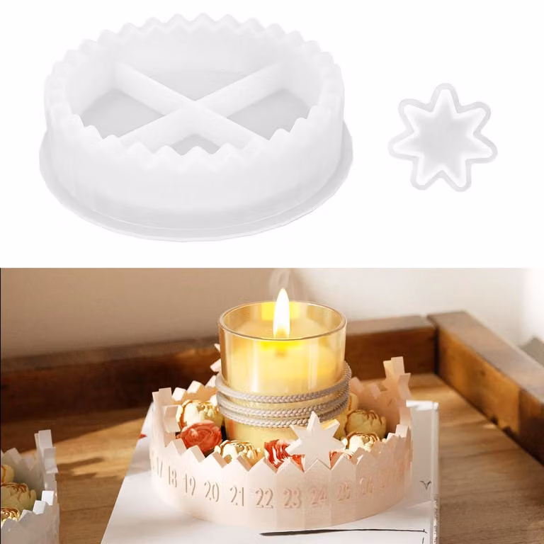Stampo in silicone a tema natalizio, calendario dell'Avvento, forma a stella, portacandele, stampo per creare decorazioni fai-da-te