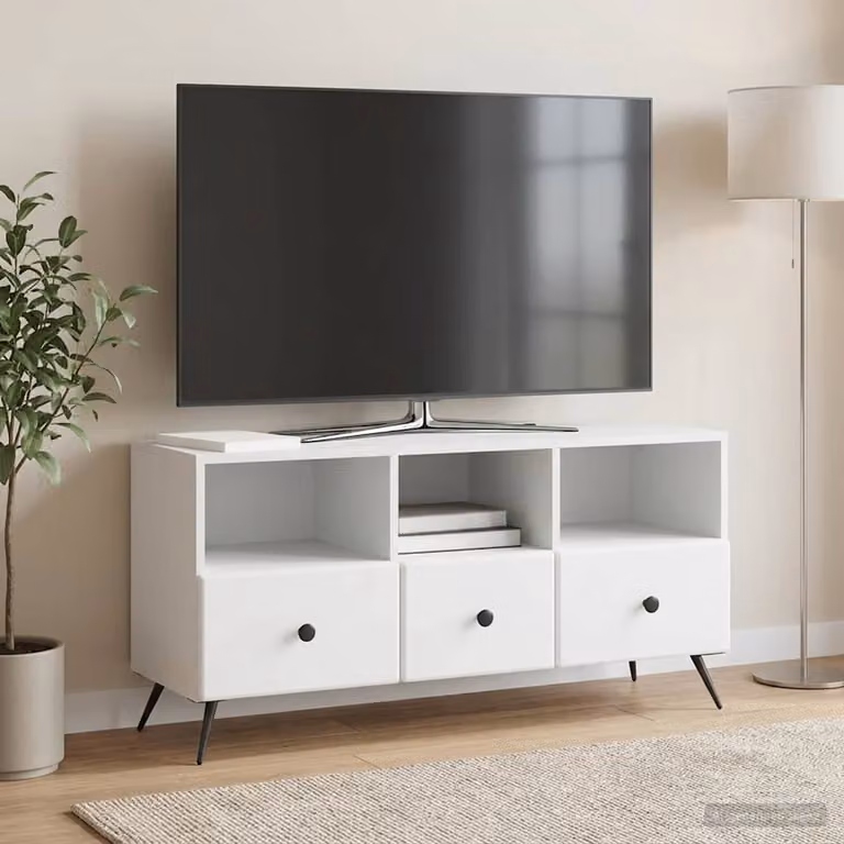 Mobile TV vidaXL Bianco in Legno MDF Moderno L: 102 cm, P: 34,5 cm, H: 50 cm