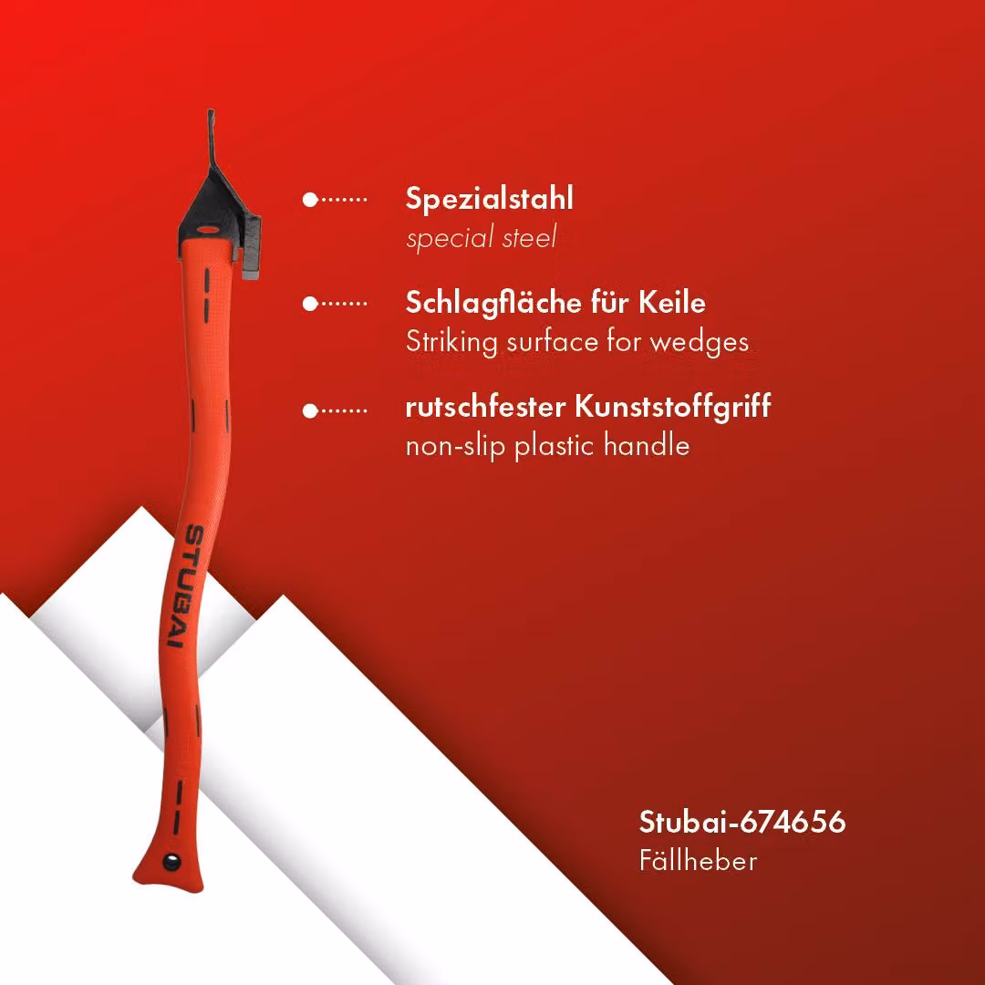 Abbattitore STUBAI con manico in plastica 600 mm | Utensile forestale in acciaio speciale, forgiato a stampo, per l'abbattimento di alberi, per lavori forestali e boschivi