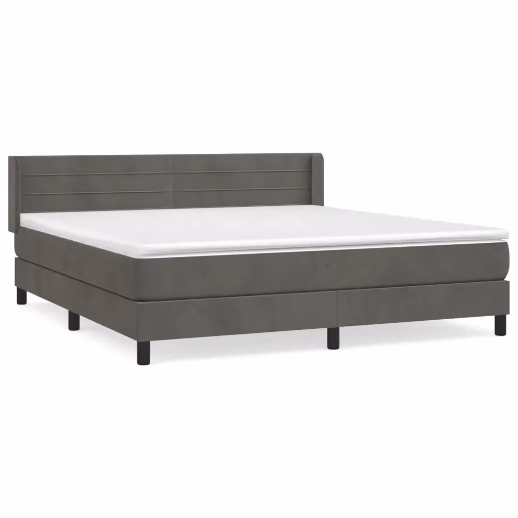 Giroletto a Molle con Materasso Ibrido vidaXL in Velluto Grigio L/P/H: 160 x 200 cm – 2