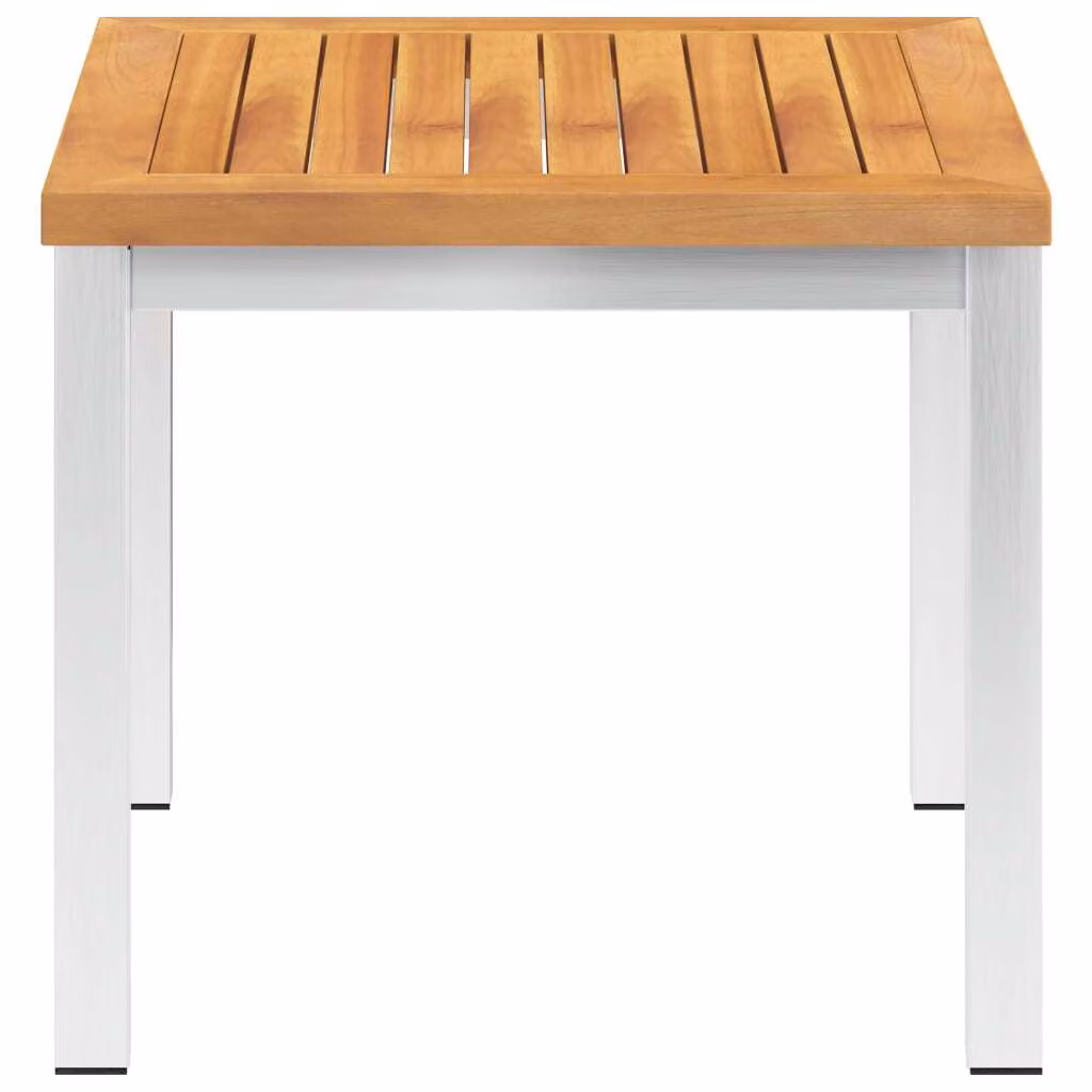 Tavolino da Giardino 45x45x38cm in Legno Acacia e Acciaio Inox