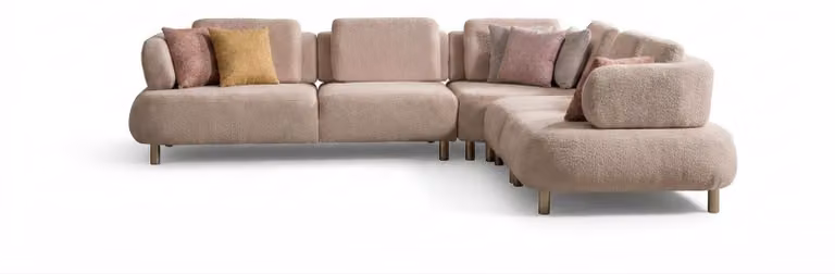 Divano angolare modulare. Design moderno, elegante, confortevole e comodo. Colore: beige