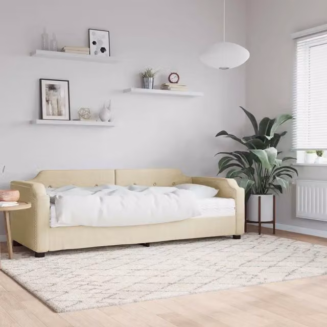 Divano Letto con Materasso Crema 80x200 cm in Tessuto 3197615