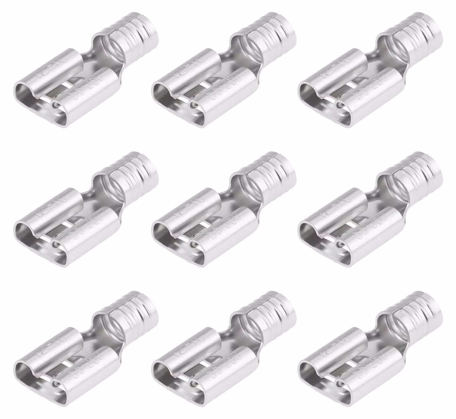 100 connettori a crimpare a filo piatto, con sistema di sgancio rapido, per cavi da 12 a 10 AWG, con diametro di 6,3 mm