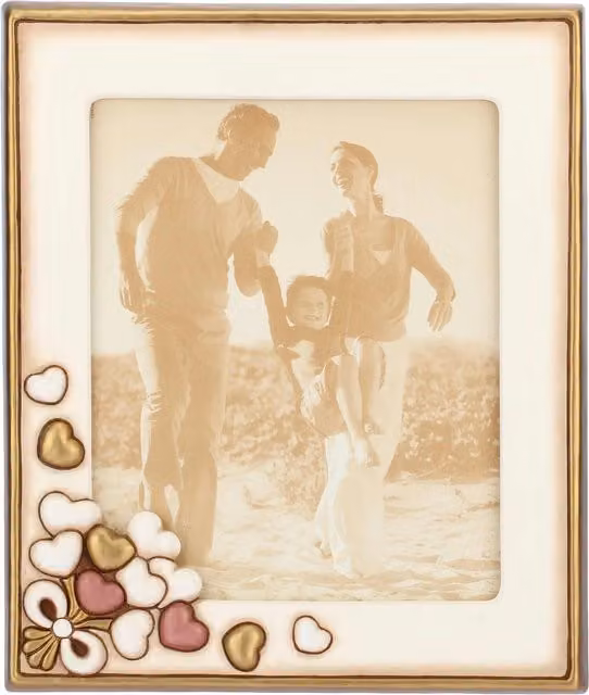 Portafoto Maxi Thun con Cuori in Ceramica e Plastica Bianco Stile Shabby Chic
