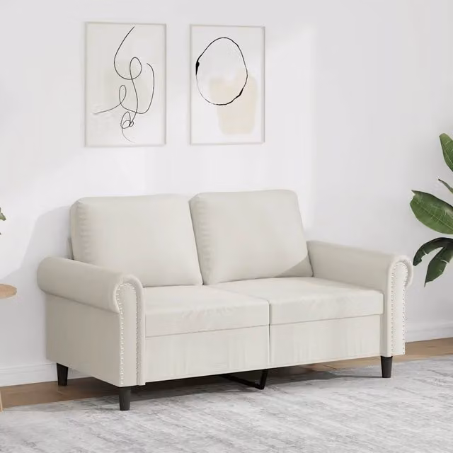 Divano a 2 Posti crema 120 cm in Velluto 359527