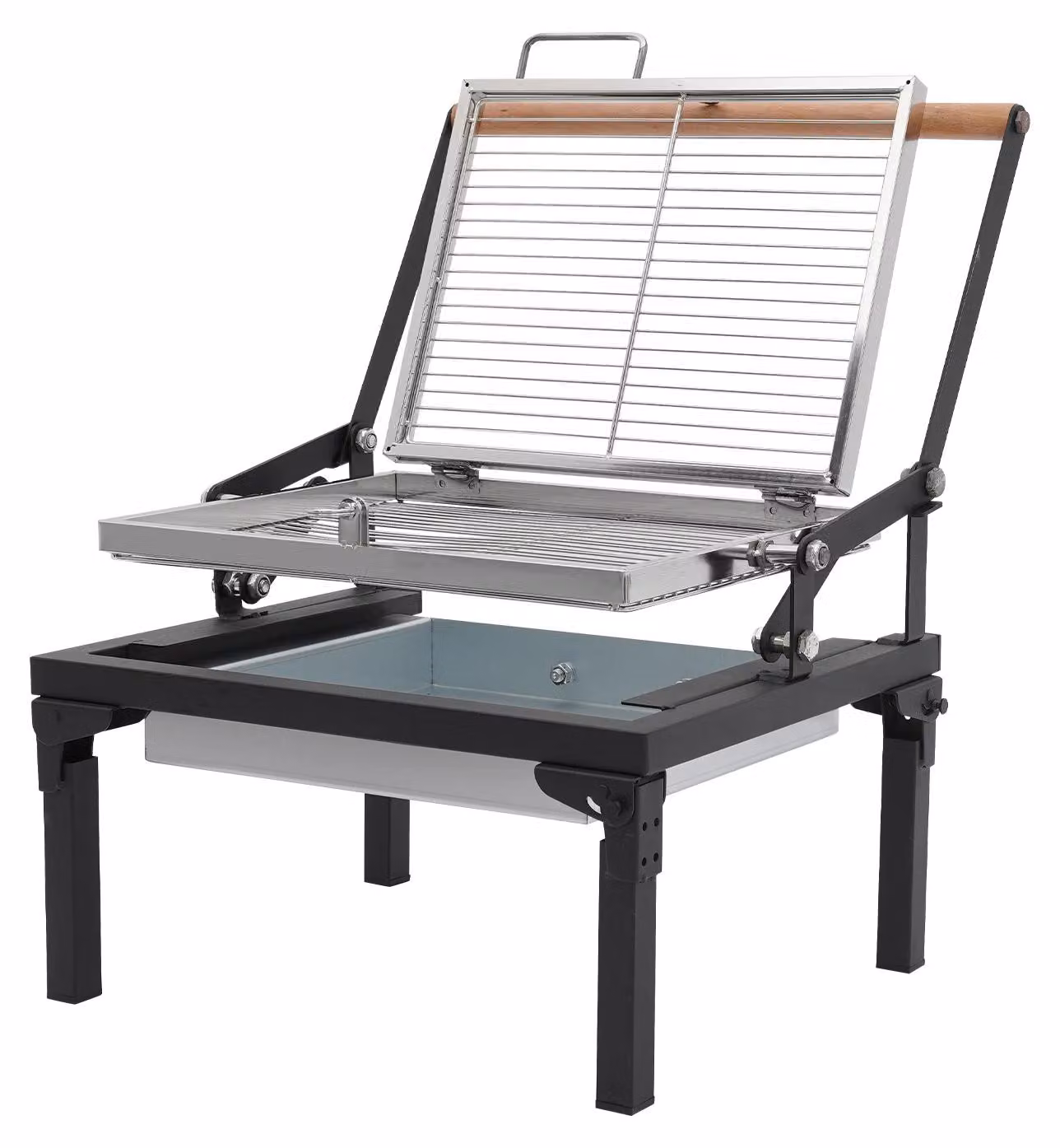 Griglia portatile pieghevole a carbone - Griglia da campeggio - Griglia girevole a 360° - 48x38x35 cm - Adatta per 3-4 persone - Colore: nero