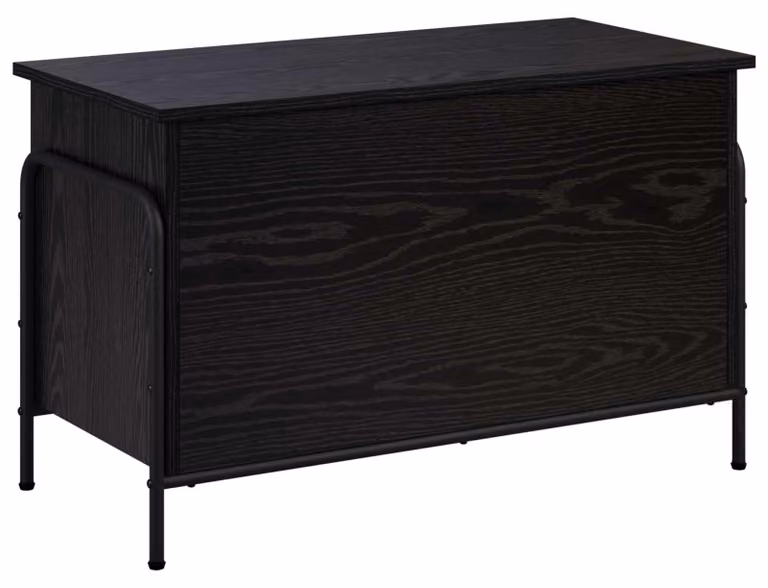 Contenitore portaoggetti nero, finitura effetto legno di quercia, dimensioni 80 x 40 x 49,5 cm