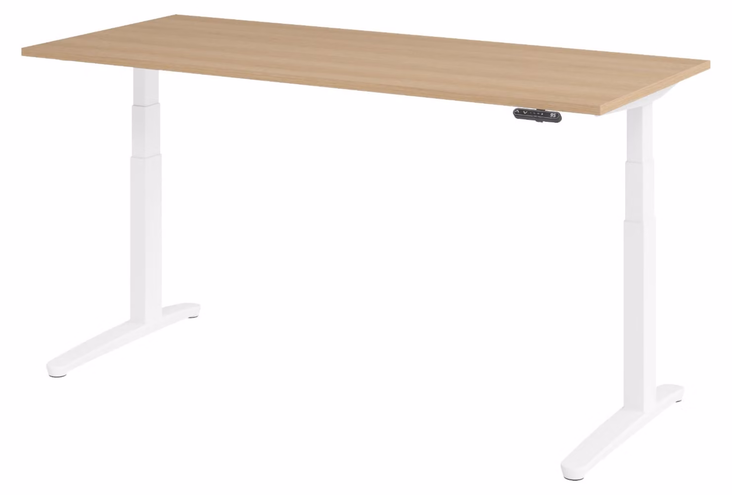 Scrivania elettrica bümö XBHM - Dimensioni: 180 x 80 cm, struttura: bianco, decorazione: rovere