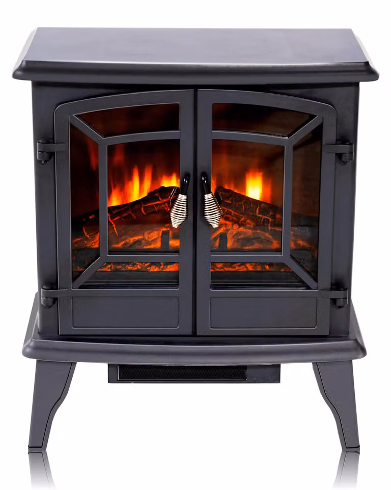 Camino elettrico a colonna - Metallo nero - 1800 Watt - Per ambienti interni