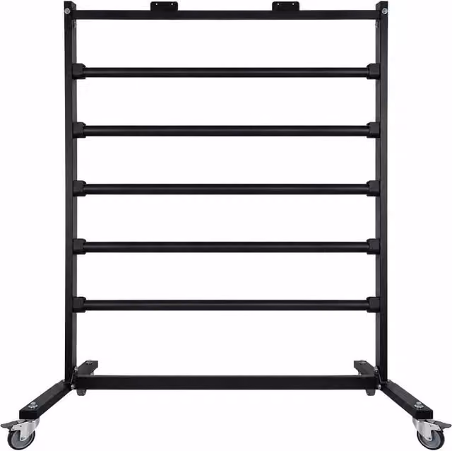 Espositore Tecnokit in acciaio nero con ruote per bobine di foglia polietilene L/P/H: 135 x 60 x 200 cm