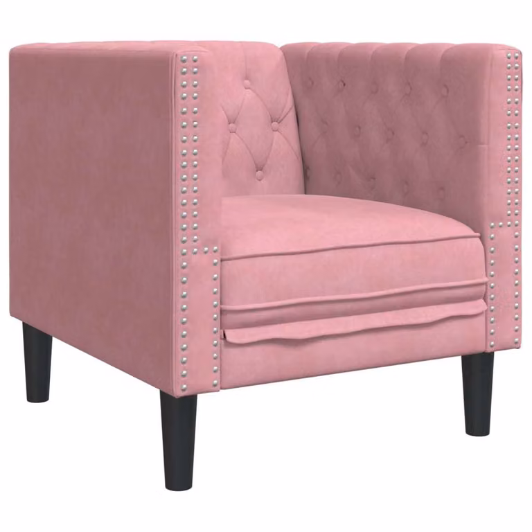 Poltrona Chesterfield Rosa in Velluto