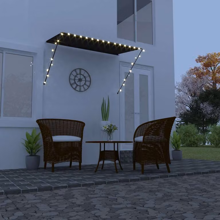vidaXL Tenda da Sole Retrattile con LED in Poliestere e Acciaio, Antracite, L 250 cm x P 150 cm