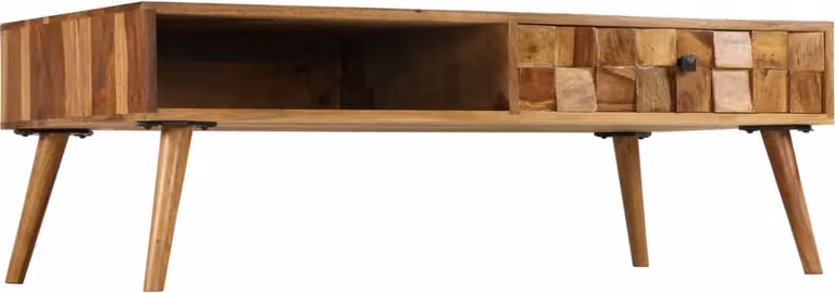 Tavolino da Caffè Legno Massello con Finitura Ambra 110x50x37cm